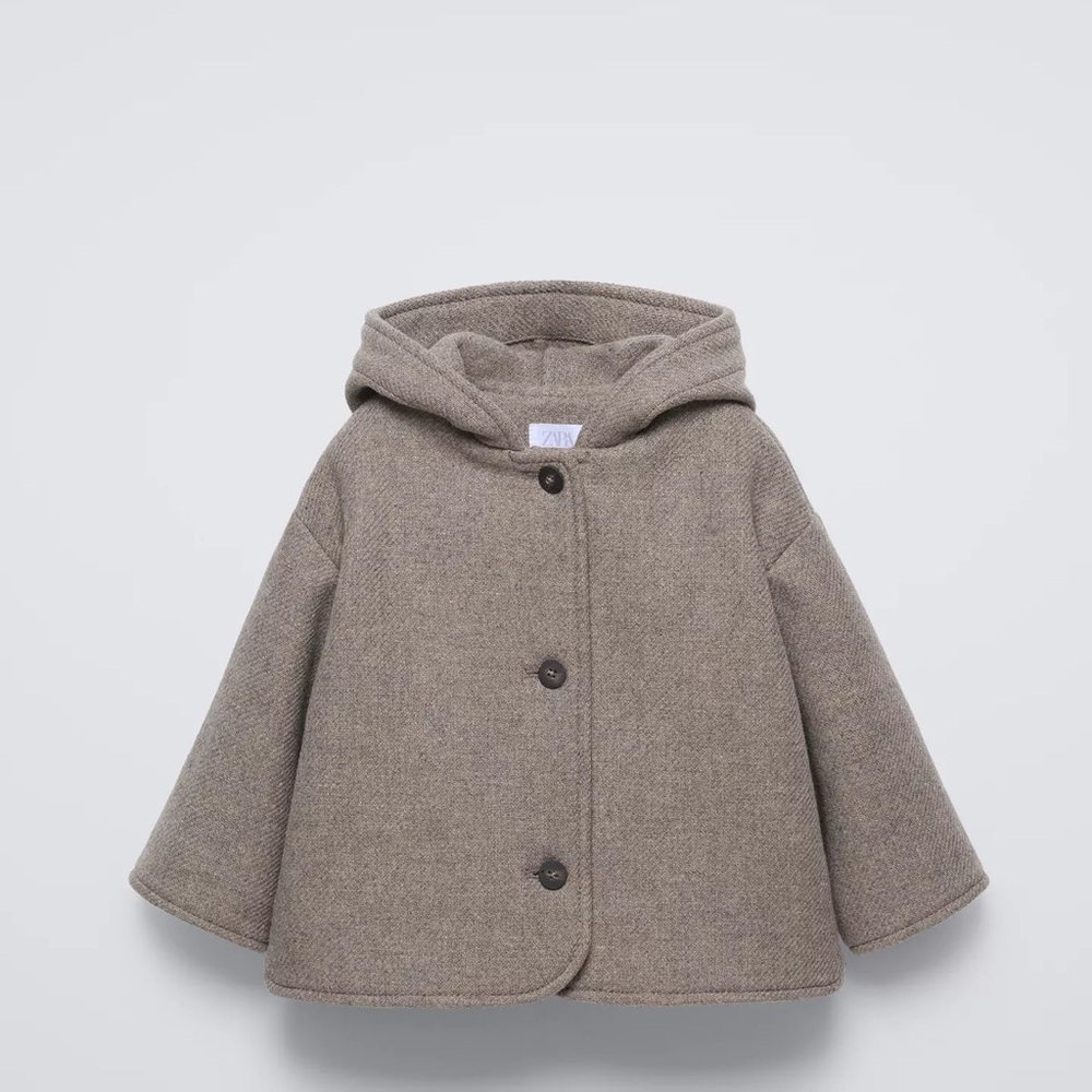 Zara Kids Hooded Coat in Brown.NWOT 3-6m